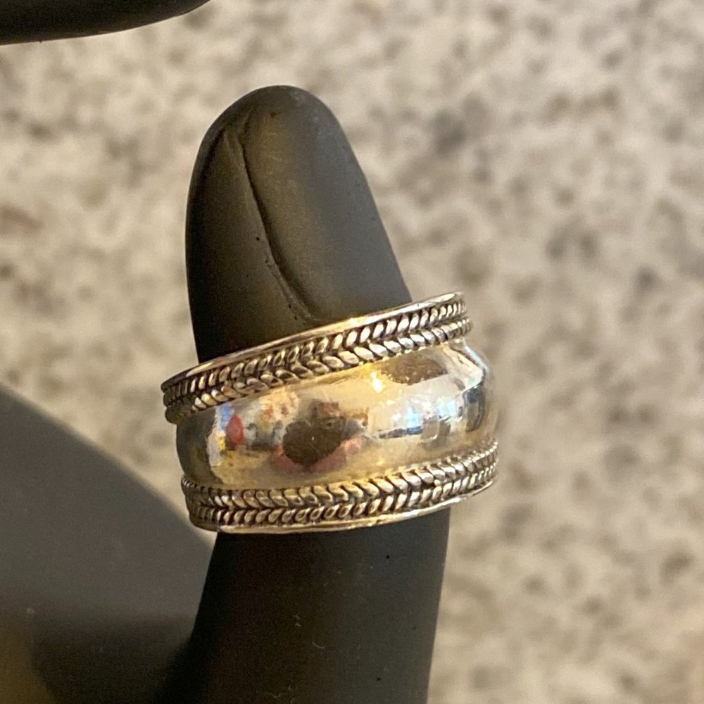 Vintage .925 Sterling Silver Cigar Band Ring, EUC - Picture 2 of 6